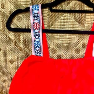 Tall Friendly Vintage J.Crew Embroidered Tank Blouse | Size 8 | EUC